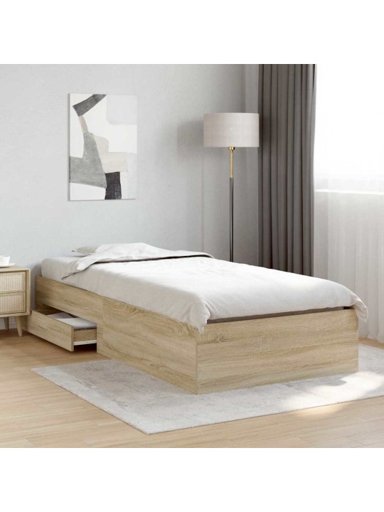 Gultas rāmis brūna 90 x 190 cm inženierijas koks