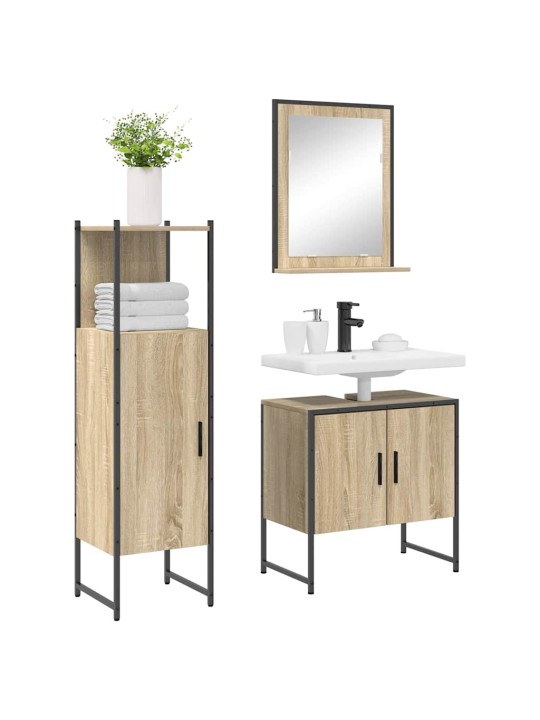 Vannas istabas mēbeļu komplekts 3 pcs brūna 60 x 33 x 60 cm