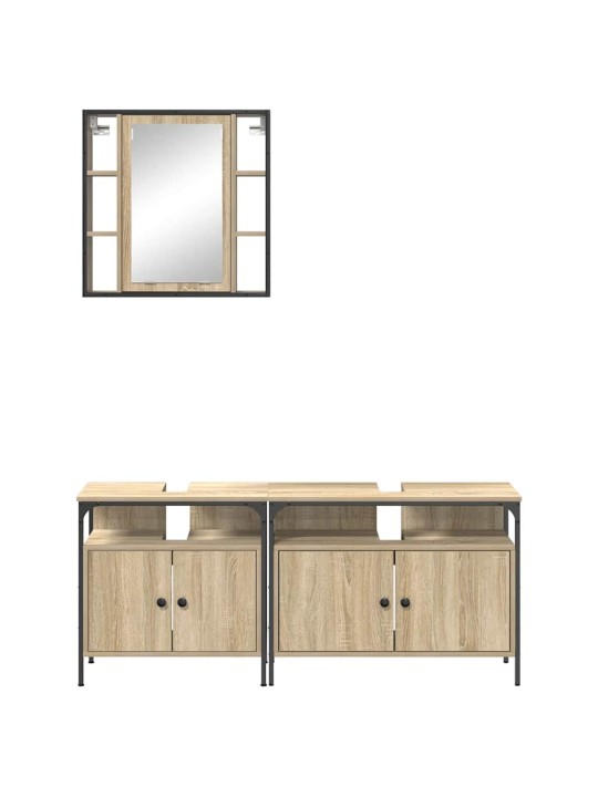 Vannas istabas skapju komplekts ar plauktu 3 pcs sonomas ozola