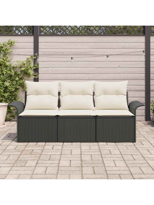 Dārza dīvānu komplekts 3 pcs melna 196 x 62 x 85cm poliratāns