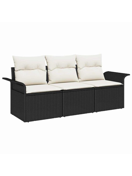 Dārza dīvānu komplekts 3 pcs melna 196 x 62 x 85cm poliratāns