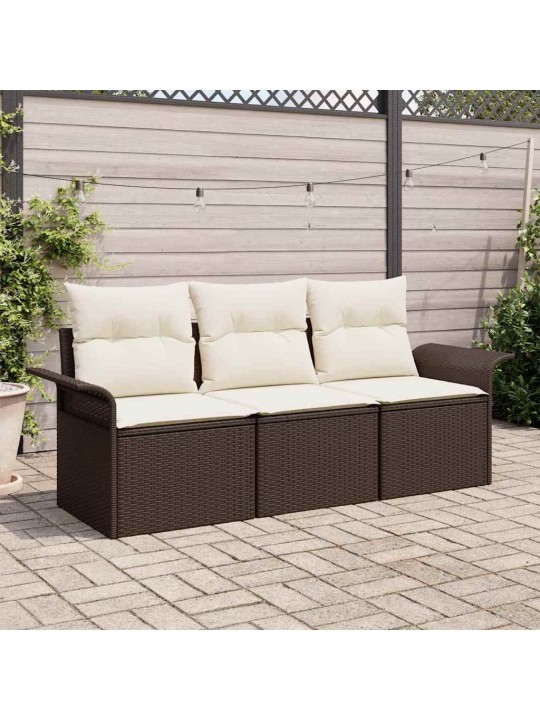 Dārza dīvānu komplekts 3 pcs brūna 196 x 62 x 85cm poliratāns