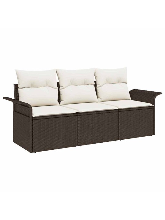 Dārza dīvānu komplekts 3 pcs brūna 196 x 62 x 85cm poliratāns