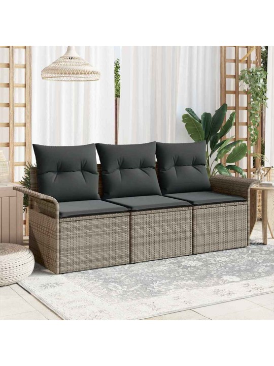 Dārza dīvānu komplekts 3 pcs pelēka 196 x 62 x 85cm poliratāns