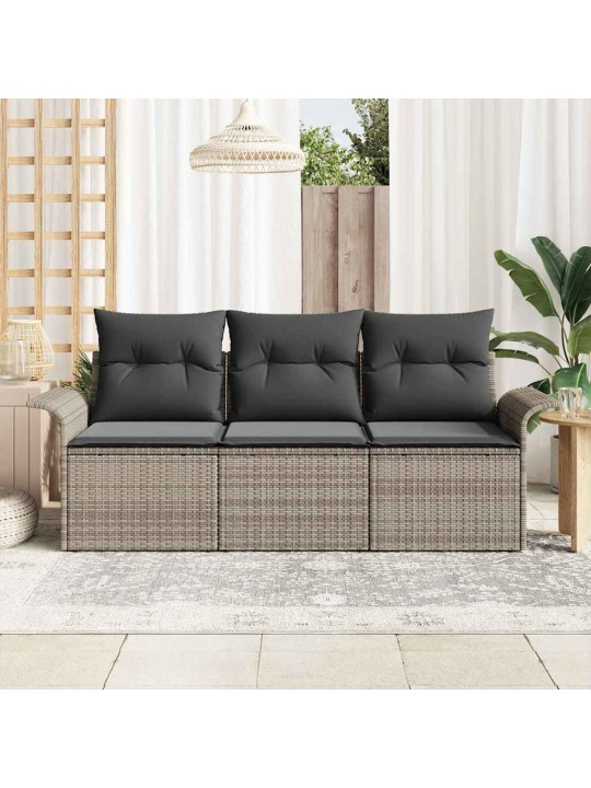 Dārza dīvānu komplekts 3 pcs pelēka 196 x 62 x 85cm poliratāns