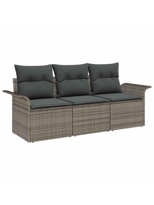 Dārza dīvānu komplekts 3 pcs pelēka 196 x 62 x 85cm poliratāns