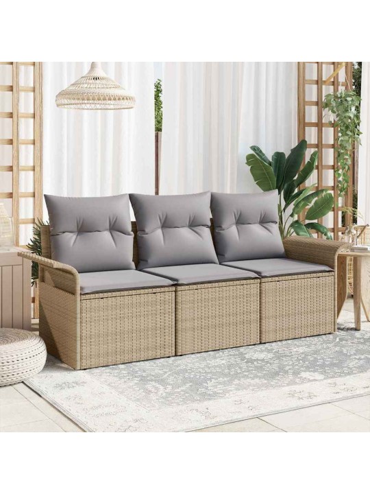 Dārza dīvānu komplekts 3 pcs bēša 196 x 62 x 85cm poliratāns