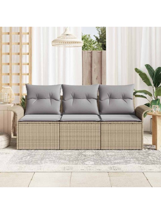 Dārza dīvānu komplekts 3 pcs bēša 196 x 62 x 85cm poliratāns