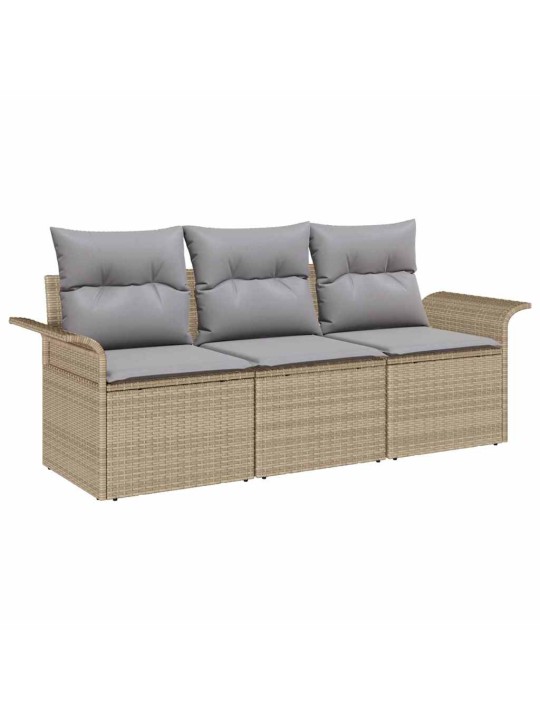 Dārza dīvānu komplekts 3 pcs bēša 196 x 62 x 85cm poliratāns