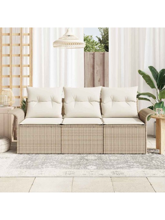 Dārza dīvānu komplekts 3 pcs bēša 196 x 62 x 85cm poliratāns