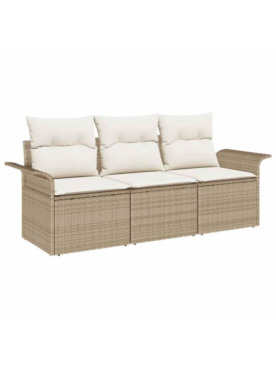 Dārza dīvānu komplekts 3 pcs bēša 196 x 62 x 85cm poliratāns