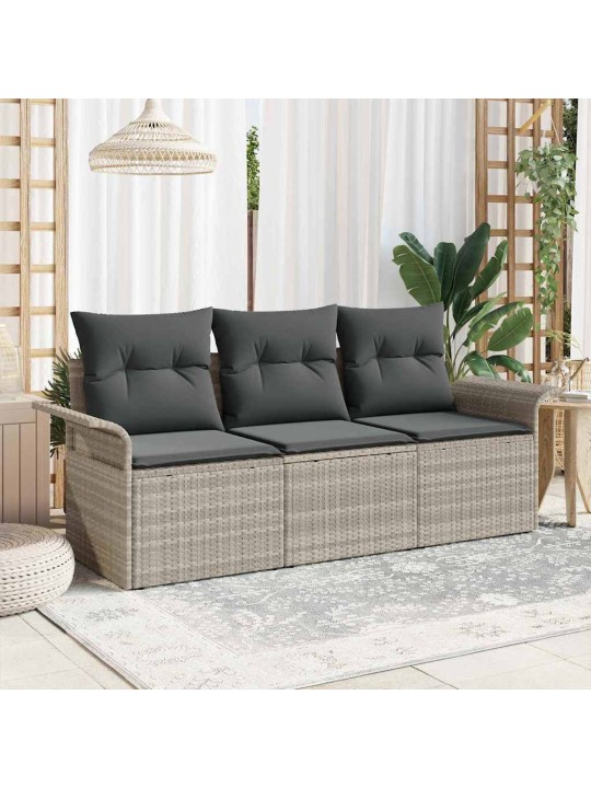 Dārza dīvānu komplekts 3 pcs pelēka 196 x 62 x 85cm poliratāns