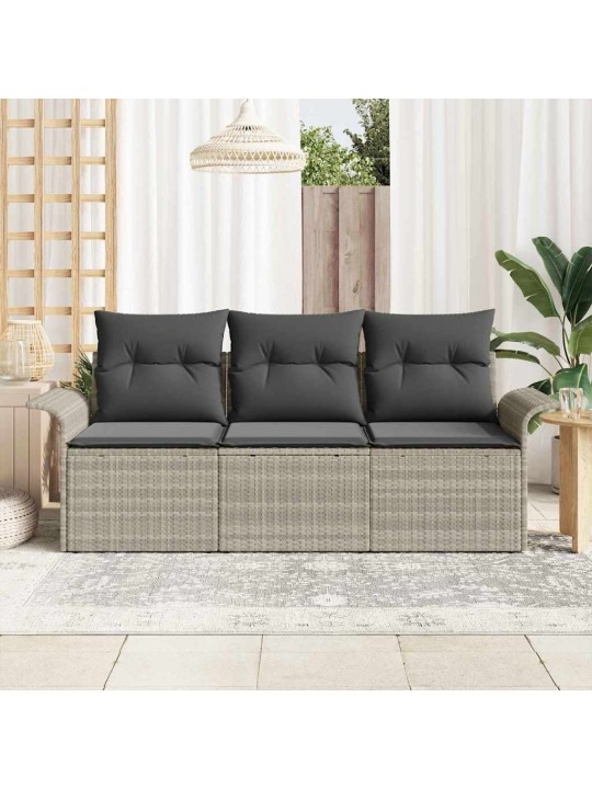 Dārza dīvānu komplekts 3 pcs pelēka 196 x 62 x 85cm poliratāns