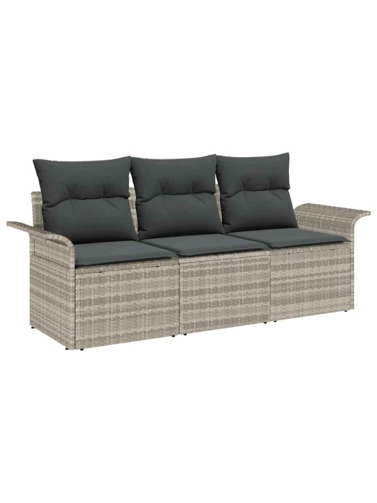 Dārza dīvānu komplekts 3 pcs pelēka 196 x 62 x 85cm poliratāns