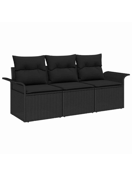 Dārza dīvānu komplekts 3 pcs melna 196 x 62 x 85cm poliratāns