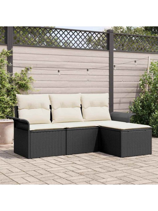 Dārza dīvānu komplekts 4 pcs melna 55 x 55 x 37cm poliratāns