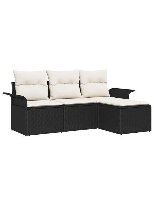 Dārza dīvānu komplekts 4 pcs melna 55 x 55 x 37cm poliratāns