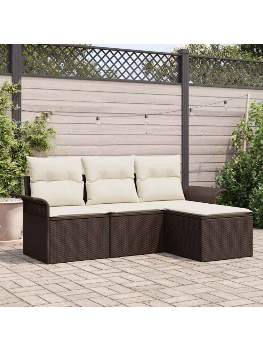 Dārza dīvānu komplekts 4 pcs brūna 55 x 55 x 37cm poliratāns