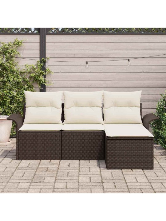 Dārza dīvānu komplekts 4 pcs brūna 55 x 55 x 37cm poliratāns