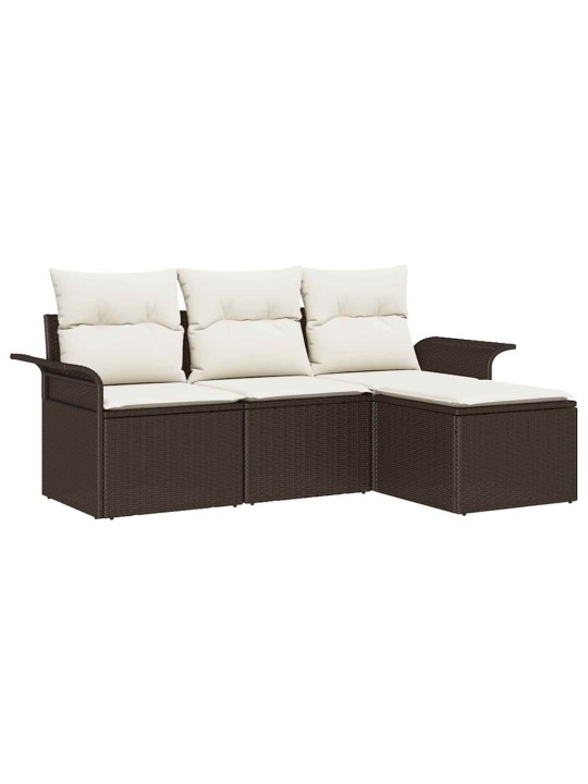Dārza dīvānu komplekts 4 pcs brūna 55 x 55 x 37cm poliratāns
