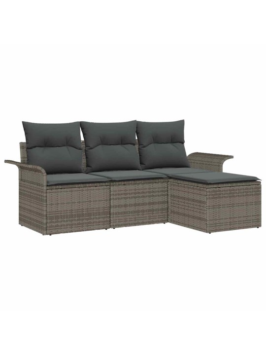 Dārza dīvānu komplekts 4 pcs pelēka 55 x 55 x 37cm poliratāns