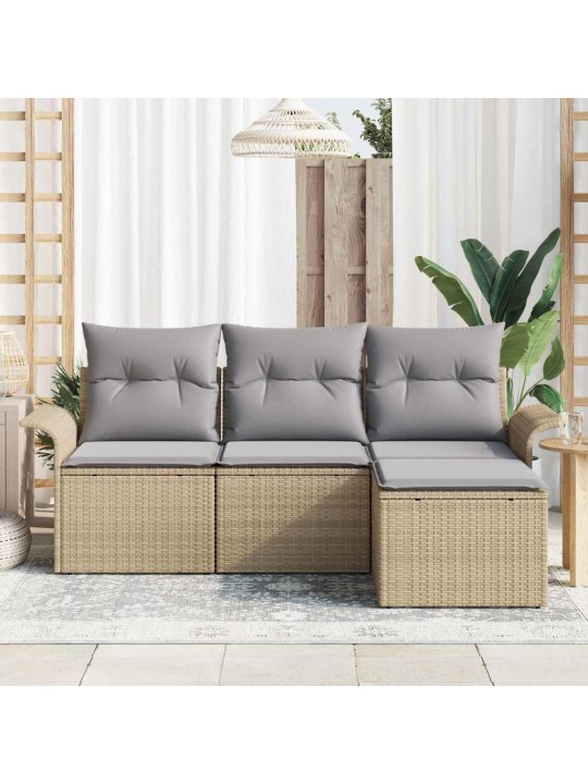Dārza dīvānu komplekts 4 pcs bēša 55 x 55 x 37cm poliratāns