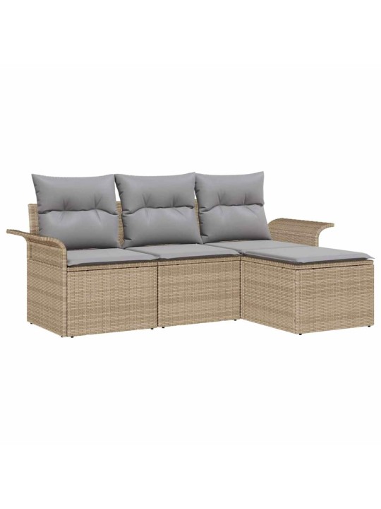 Dārza dīvānu komplekts 4 pcs bēša 55 x 55 x 37cm poliratāns