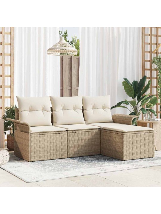 Dārza dīvānu komplekts 4 pcs bēša 55 x 55 x 37cm poliratāns