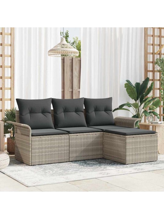 Dārza dīvānu komplekts 4 pcs pelēka 55 x 55 x 37cm poliratāns
