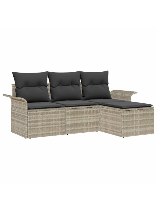 Dārza dīvānu komplekts 4 pcs pelēka 55 x 55 x 37cm poliratāns