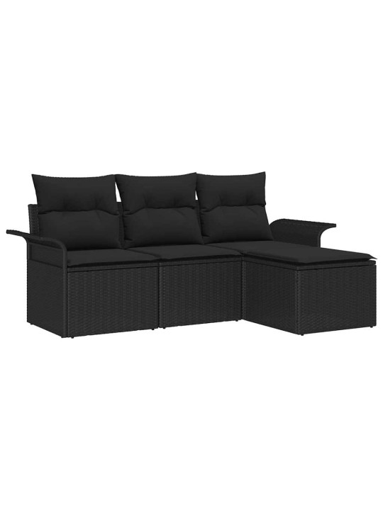 Dārza dīvānu komplekts 4 pcs melna 55 x 55 x 37cm poliratāns