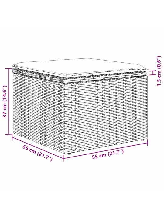Dārza dīvānu komplekts 4 pcs melna 55 x 55 x 37cm poliratāns
