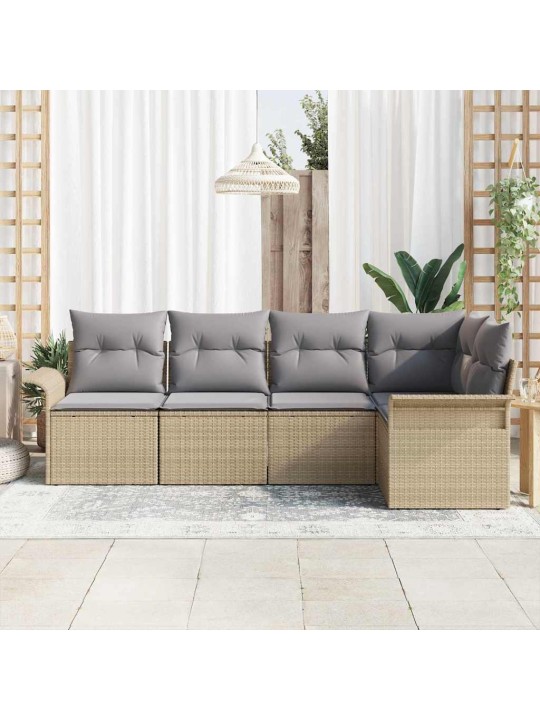 Dārza dīvānu komplekts ar spilvenu 5 pcs 242.5 x 132.5 x 85 cm