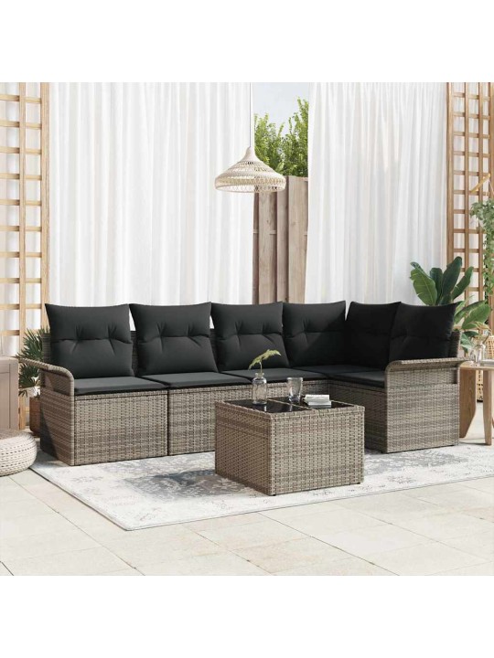 Dārza dīvānu komplekts ar spilvenu 6 pcs 242.5 x 132.5 x 85 cm