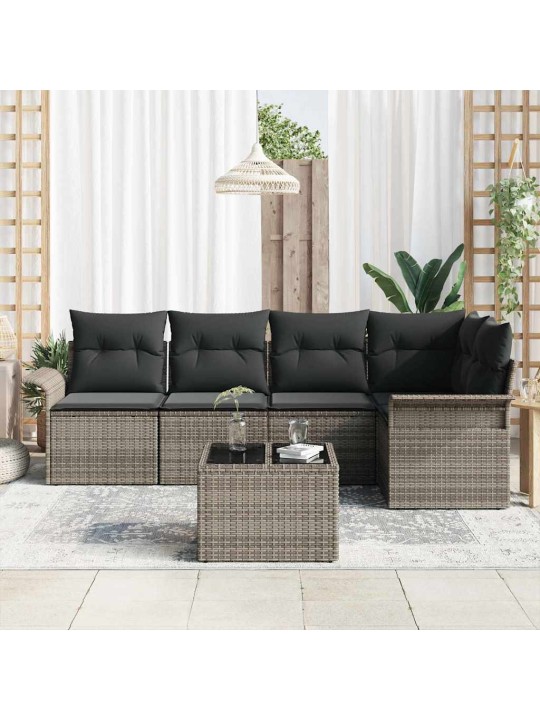 Dārza dīvānu komplekts ar spilvenu 6 pcs 242.5 x 132.5 x 85 cm
