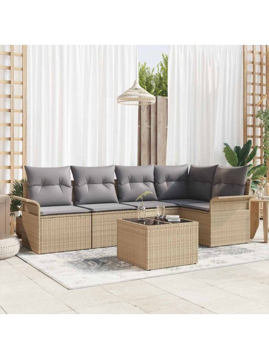 Dārza dīvānu komplekts ar spilvenu 6 pcs 242.5 x 132.5 x 85 cm