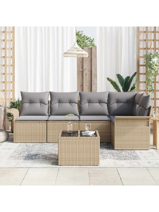 Dārza dīvānu komplekts ar spilvenu 6 pcs 242.5 x 132.5 x 85 cm