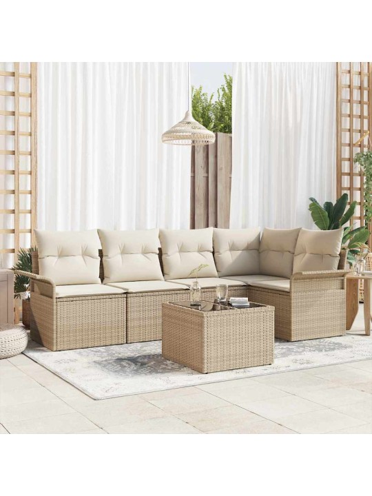 Dārza dīvānu komplekts ar spilvenu 6 pcs 242.5 x 132.5 x 85 cm