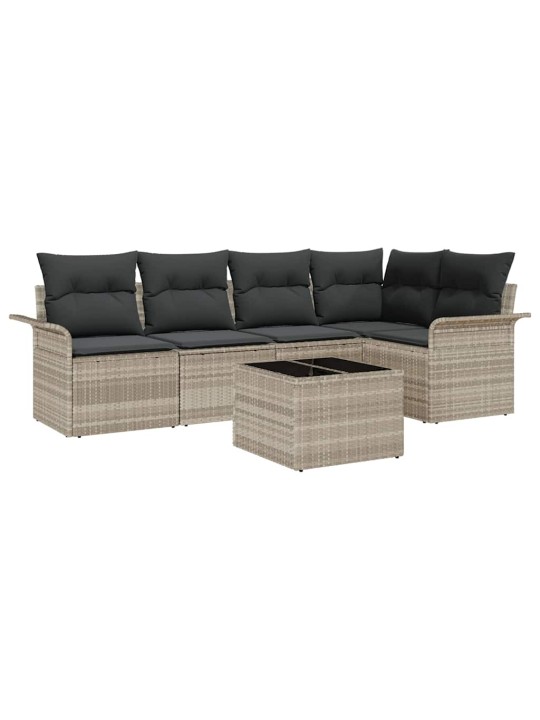 Dārza dīvānu komplekts ar spilvenu 6 pcs pelēka 55 x 55 x 37 cm