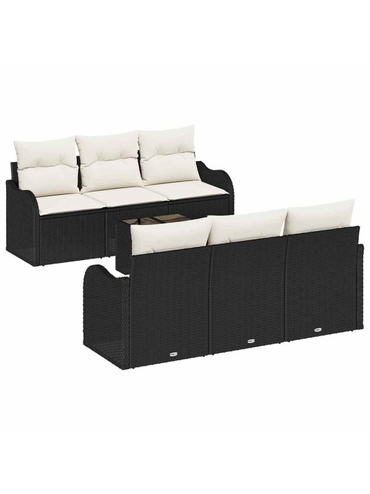 Dārza dīvānu komplekts ar spilvenu 7 pcs melna 55 x 55 x 37 cm