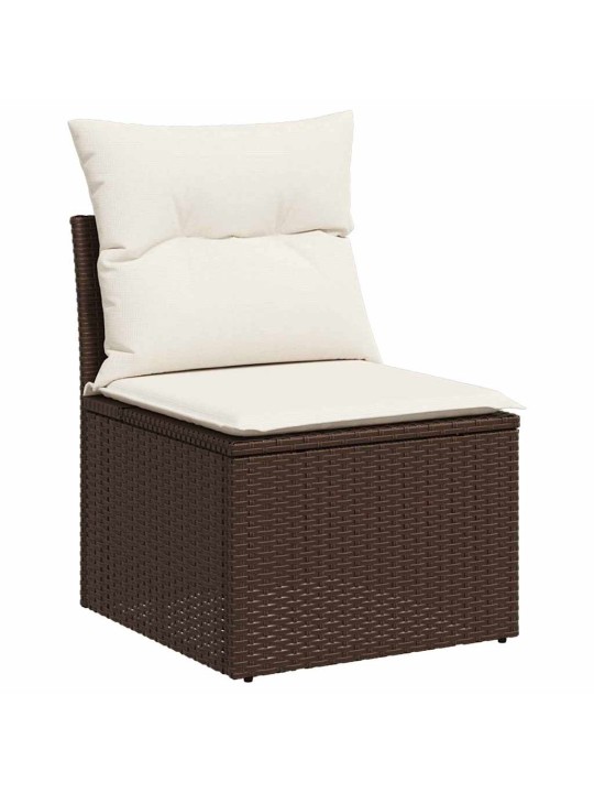 Dārza dīvānu komplekts ar spilvenu 7 pcs brūna 55 x 55 x 37 cm