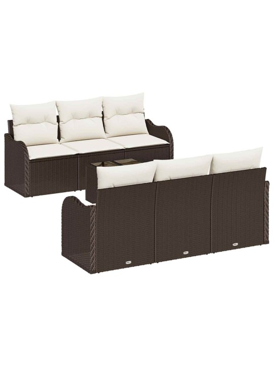 Dārza dīvānu komplekts ar spilvenu 7 pcs brūna 55 x 55 x 37 cm