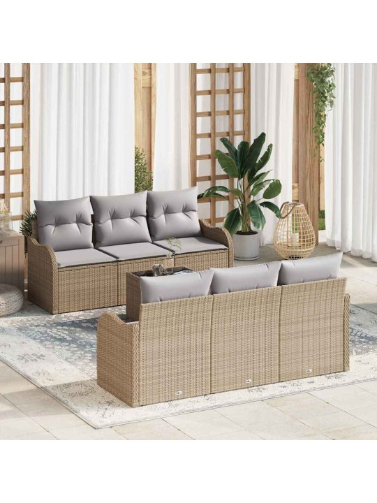 Dārza dīvānu komplekts ar spilvenu 7 pcs bēša 55 x 55 x 37 cm