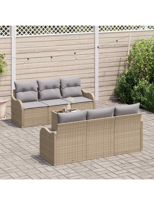 Dārza dīvānu komplekts ar spilvenu 7 pcs bēša 55 x 55 x 37 cm