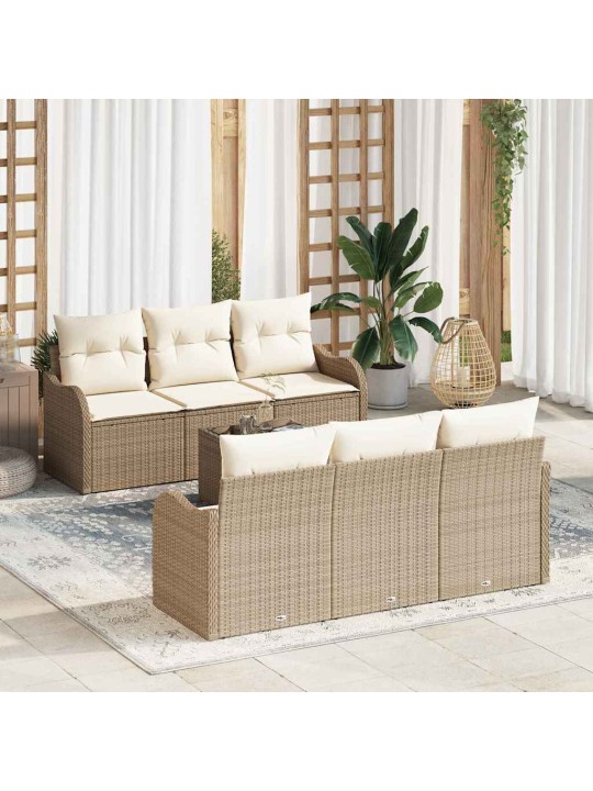 Dārza dīvānu komplekts ar spilvenu 7 pcs bēša 55 x 55 x 37 cm