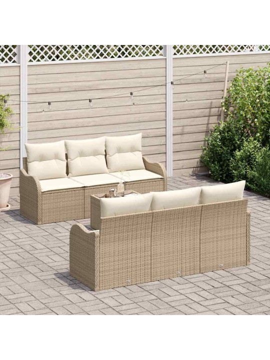 Dārza dīvānu komplekts ar spilvenu 7 pcs bēša 55 x 55 x 37 cm