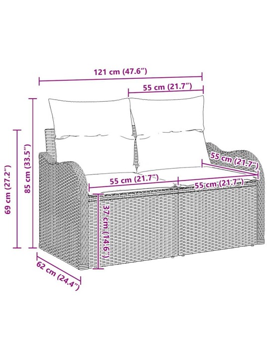 Dārza dīvānu komplekts ar spilvenu 7 pcs bēša 55 x 55 x 37 cm