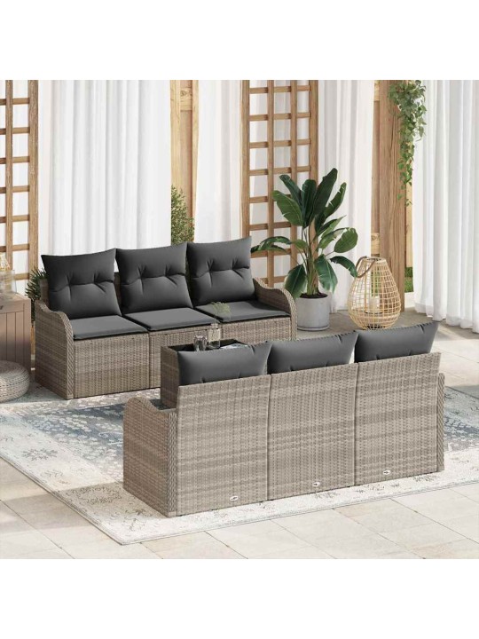 Dārza dīvānu komplekts 7 pcs gaiši pelēka 55 x 55 x 37 cm
