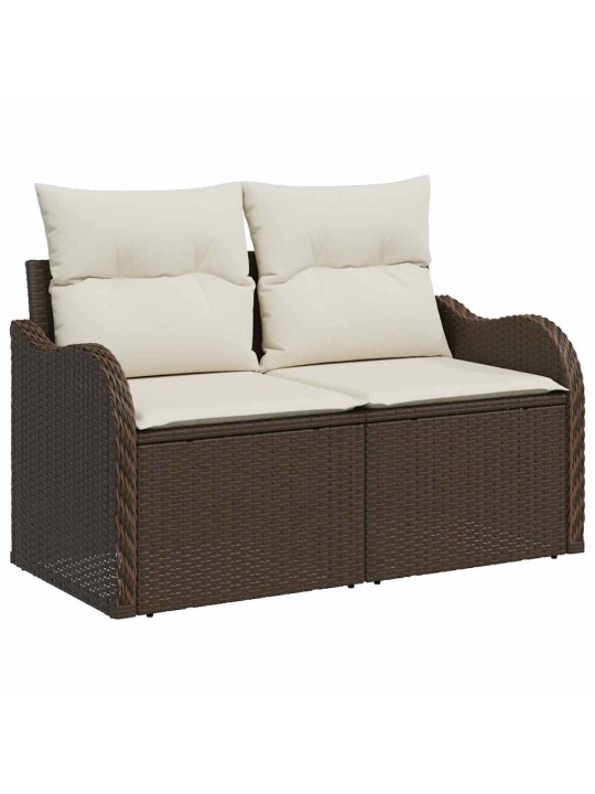 Dārza dīvānu komplekts ar spilvenu 7 pcs brūna 55 x 55 x 37 cm
