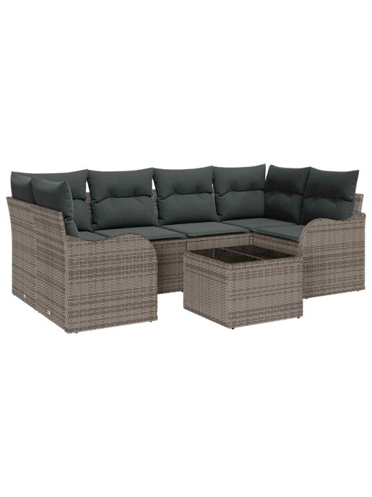 Dārza dīvānu komplekts ar spilvenu 7 pcs pelēka 55 x 55 x 37 cm